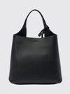 grained leather mini handbag with charm and embossed logo