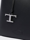 grained leather mini handbag with charm and embossed logo