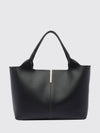 smooth calfskin leather shopping bag with double handle and logo