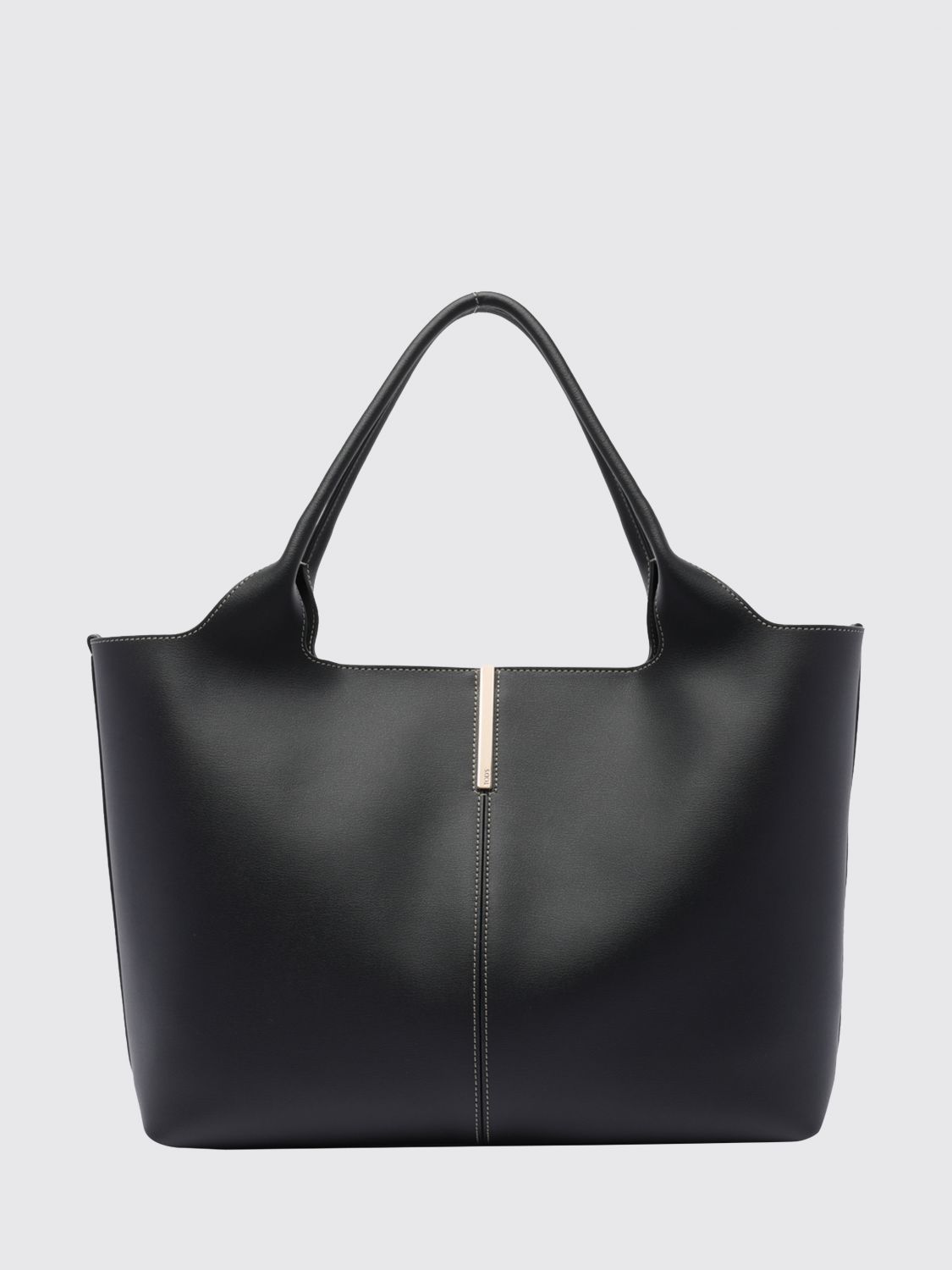 smooth calfskin leather shopping bag with double handle and logo