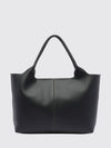 smooth calfskin leather shopping bag with double handle and logo