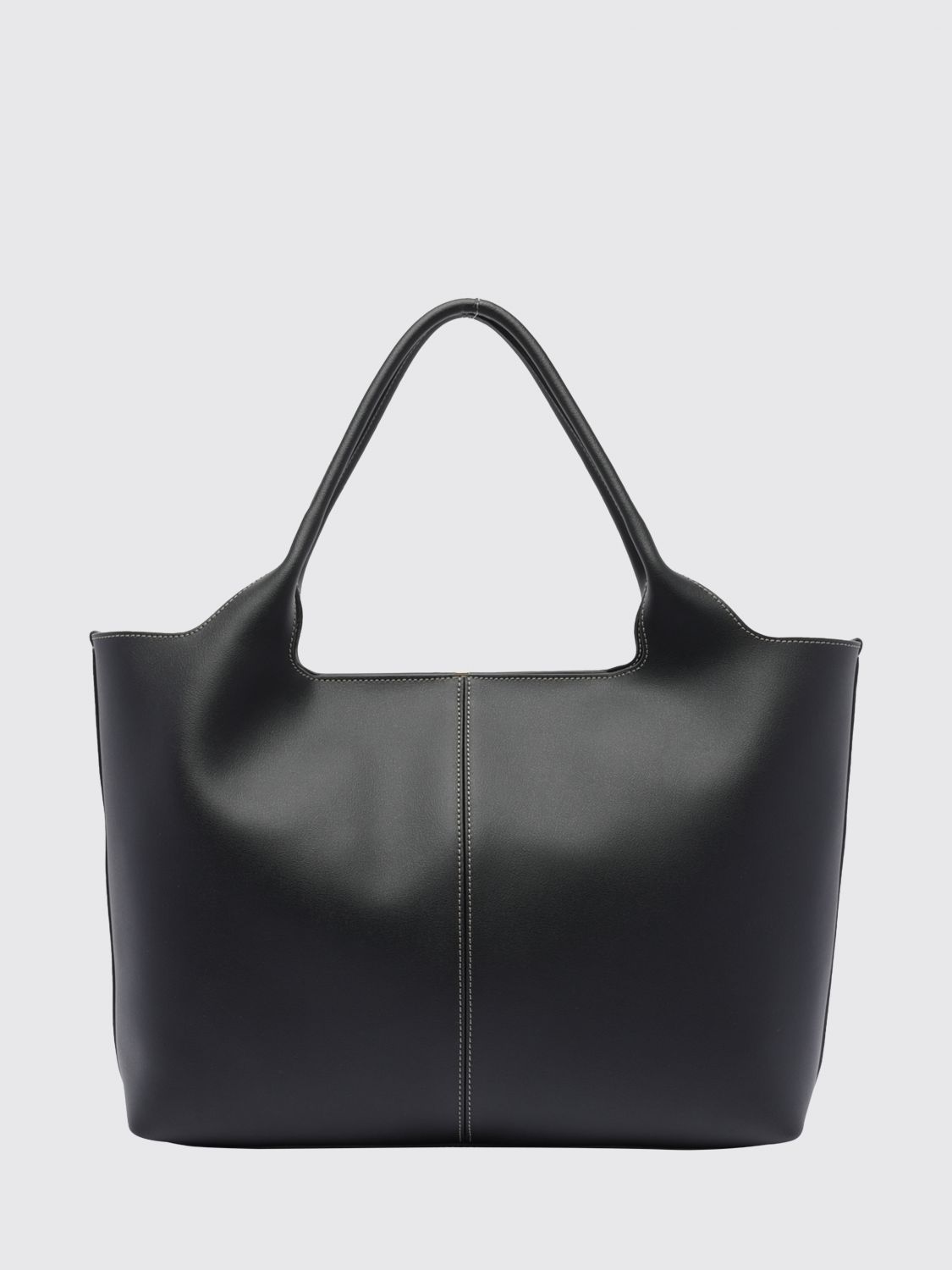 smooth calfskin leather shopping bag with double handle and logo