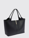smooth calfskin leather shopping bag with double handle and logo