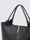 smooth calfskin leather shopping bag with double handle and logo