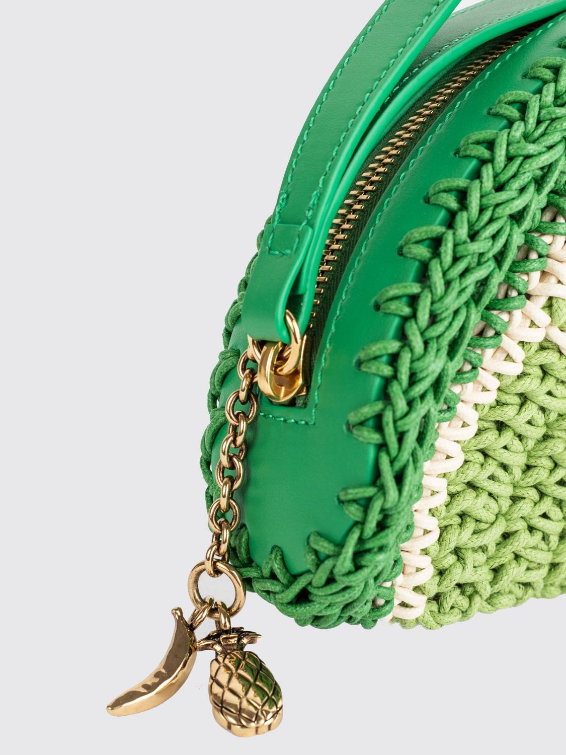 chloé tropicus lime slice crochet cotton clutch with handle