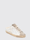 super-star calfskin leather sabot sneakers with open heel and wool interior