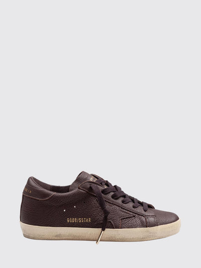 super-star grained cowhide leather sneakers with laminated logo