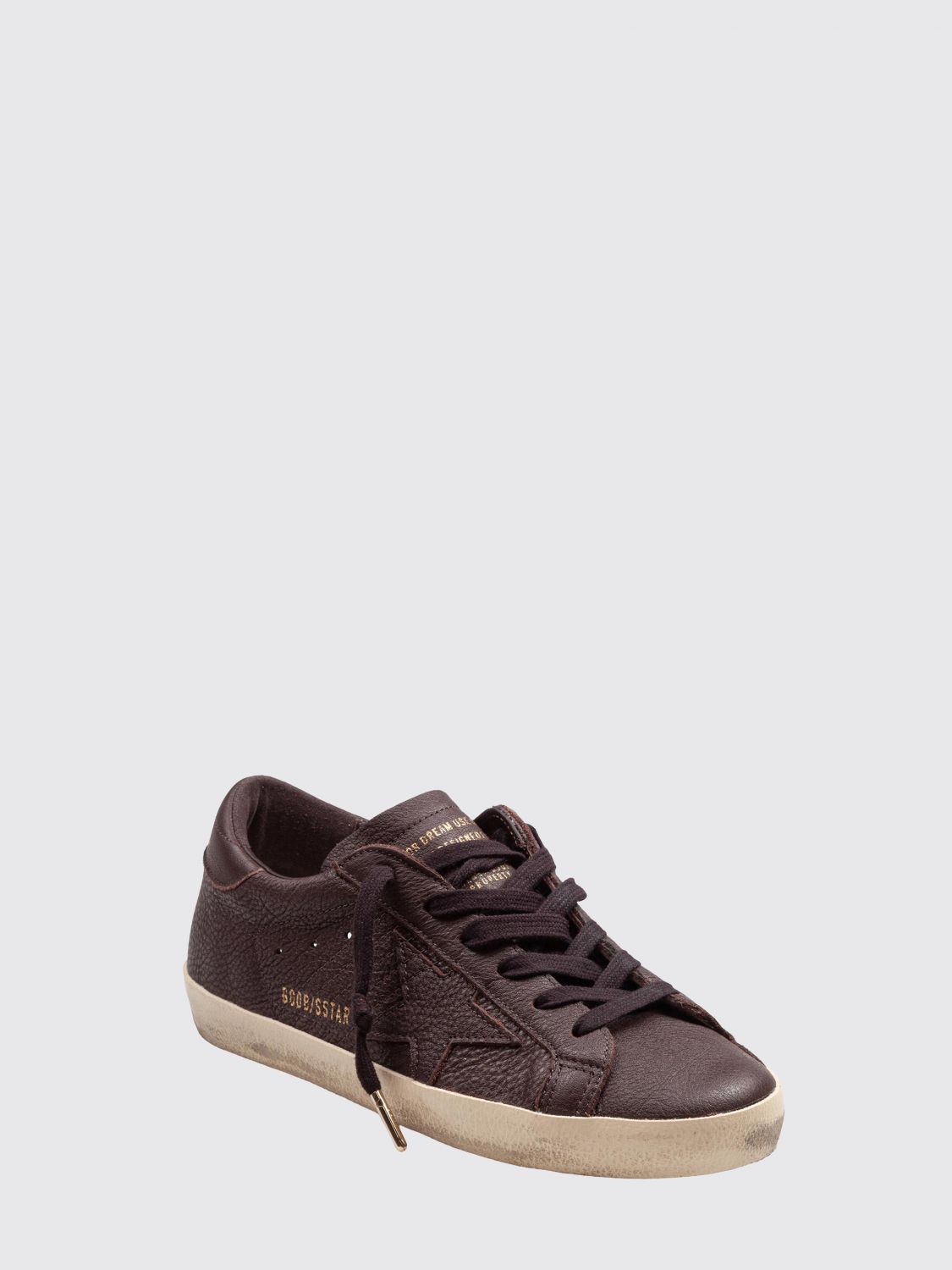 super-star grained cowhide leather sneakers with laminated logo