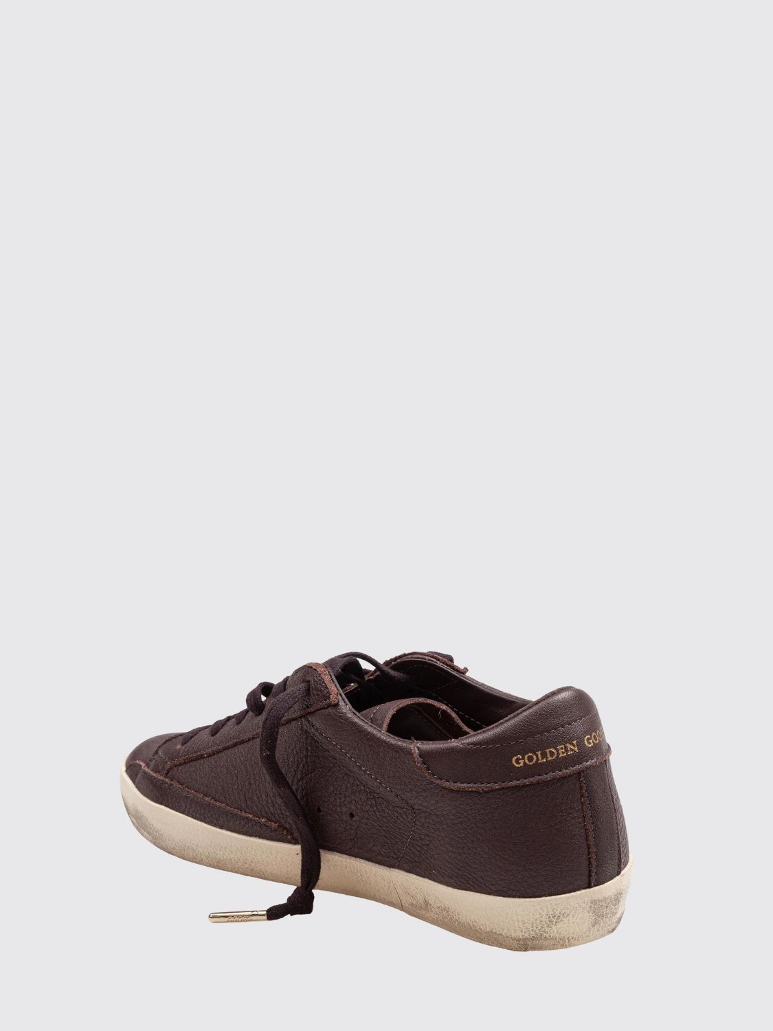 super-star grained cowhide leather sneakers with laminated logo