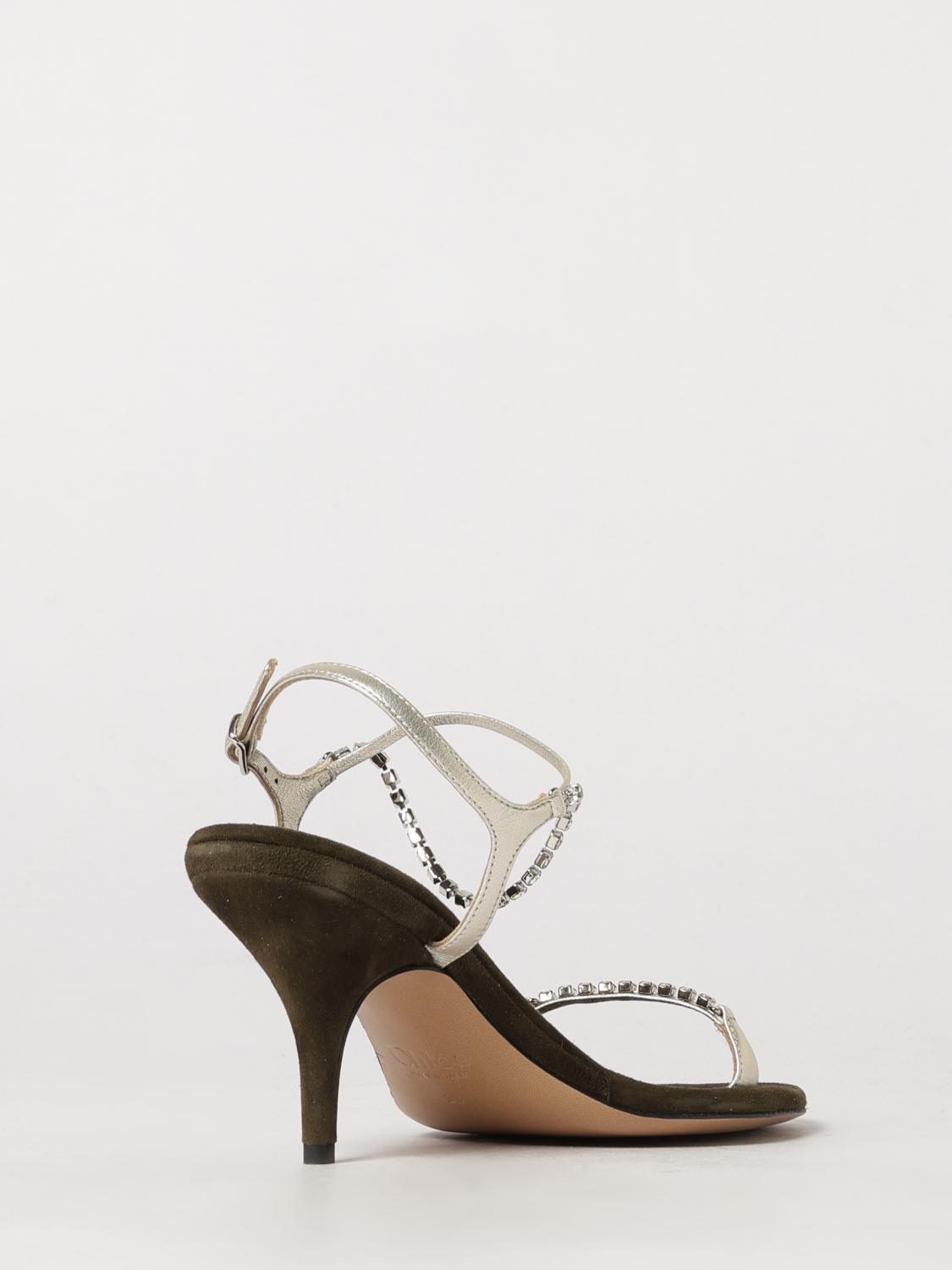 chloé crystal-embellished lambskin leather sandals with stiletto heel