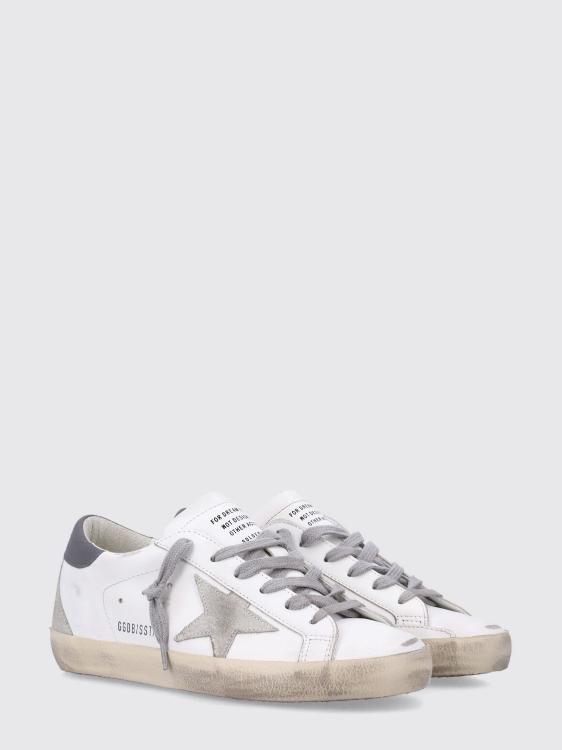 super-star distressed-effect calfskin leather trainers