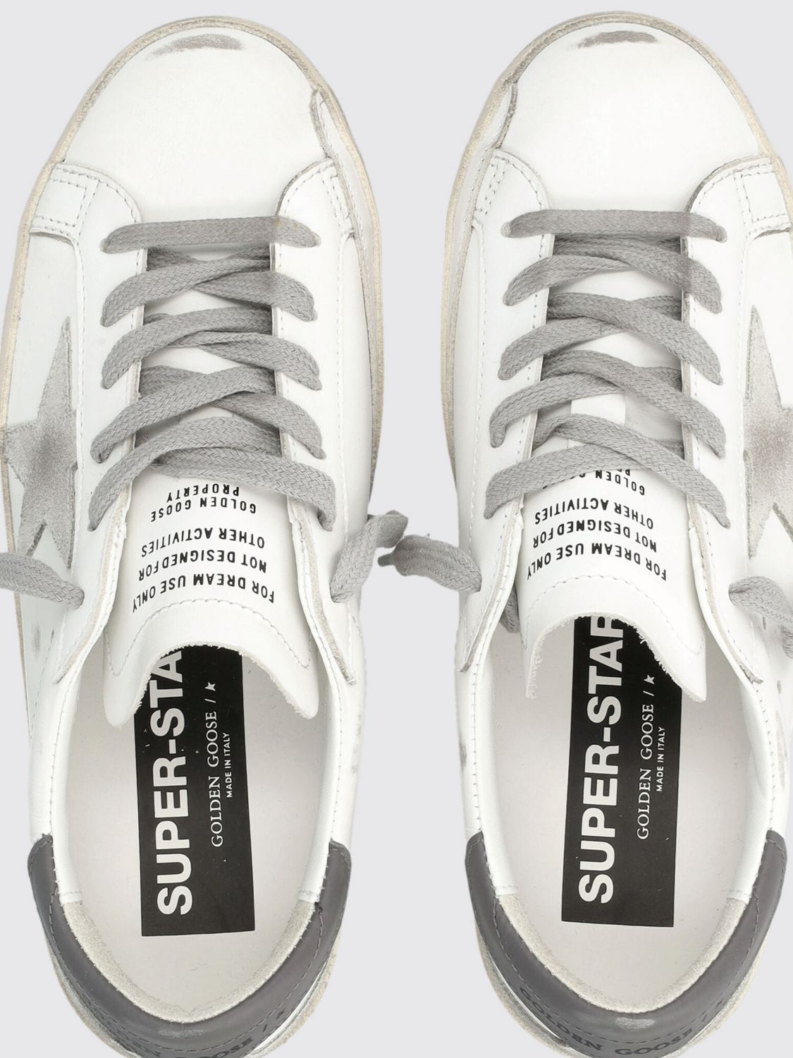 super-star distressed-effect calfskin leather trainers