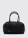 hammered leather boston bag with double handle and shoulder strap