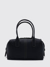 hammered leather boston bag with double handle and shoulder strap