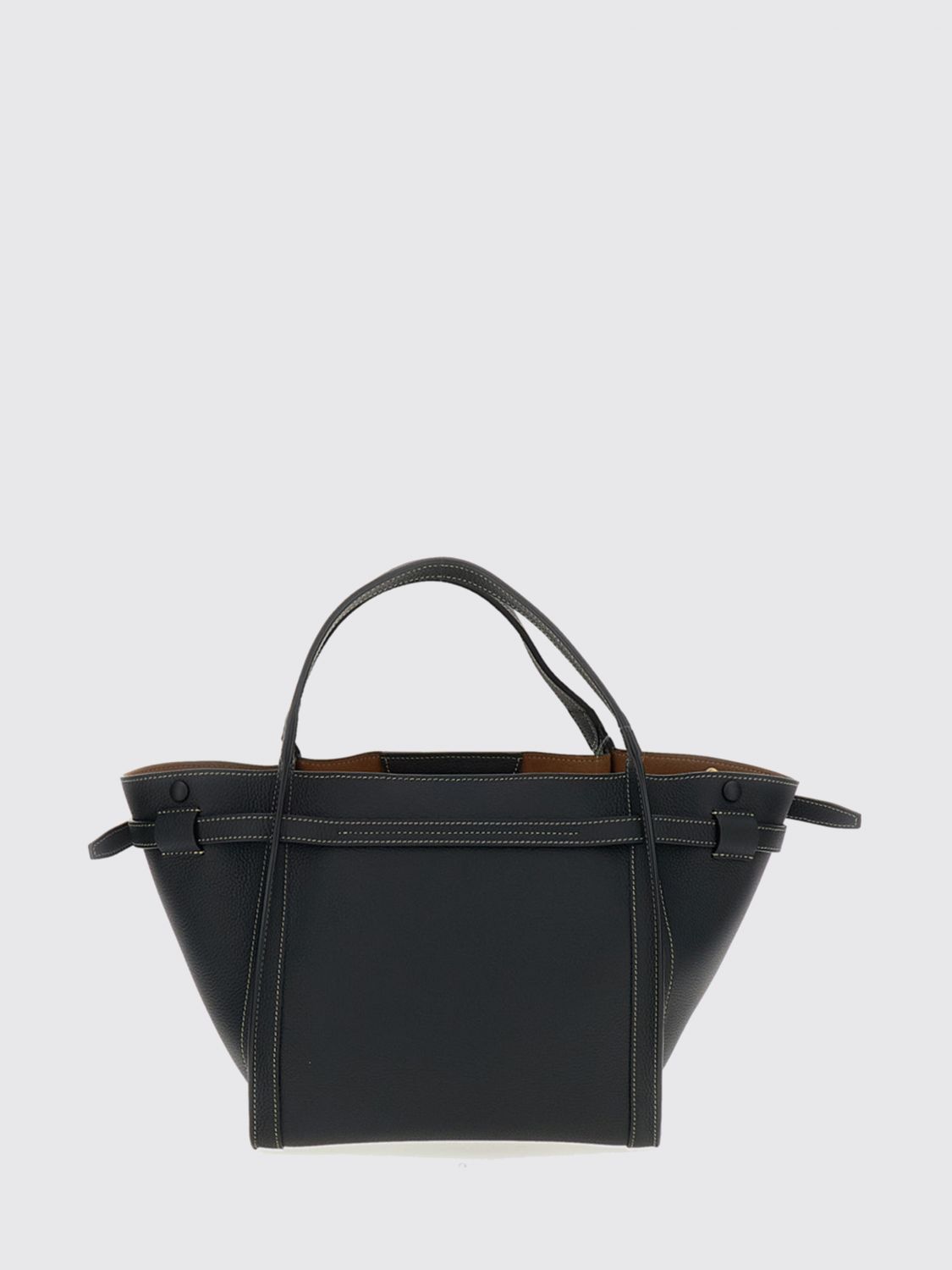 t signature grained leather handbag with t timeless logo