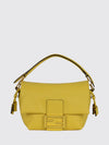mamma baguette mini lambskin leather bag with ff monogram clasp