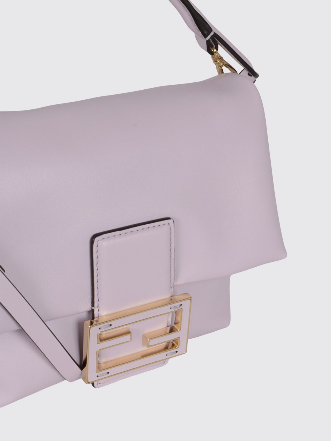 mamma baguette mini lambskin leather bag with ff monogram clasp