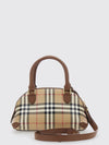 primrose mini cotton and leather bowling bag with vintage check pattern