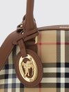 primrose mini cotton and leather bowling bag with vintage check pattern