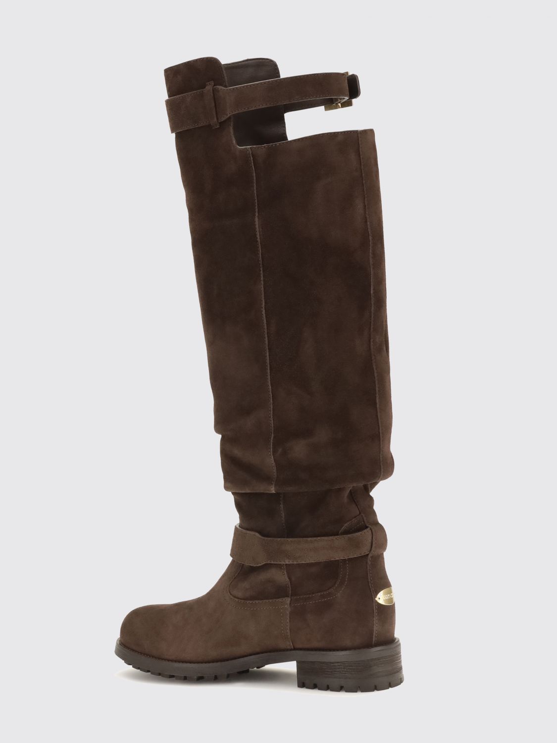 suede knee-high biker boots