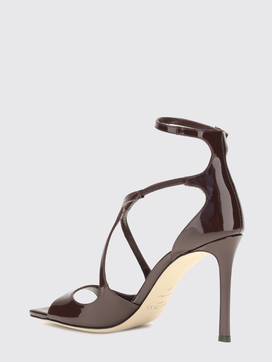 azia patent leather sandals with a stiletto heel