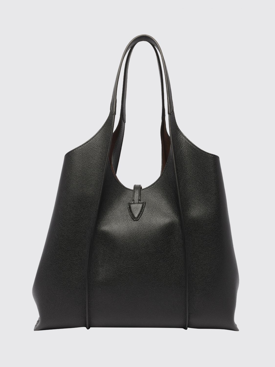 t timeless grained calfskin shopping bag with logo