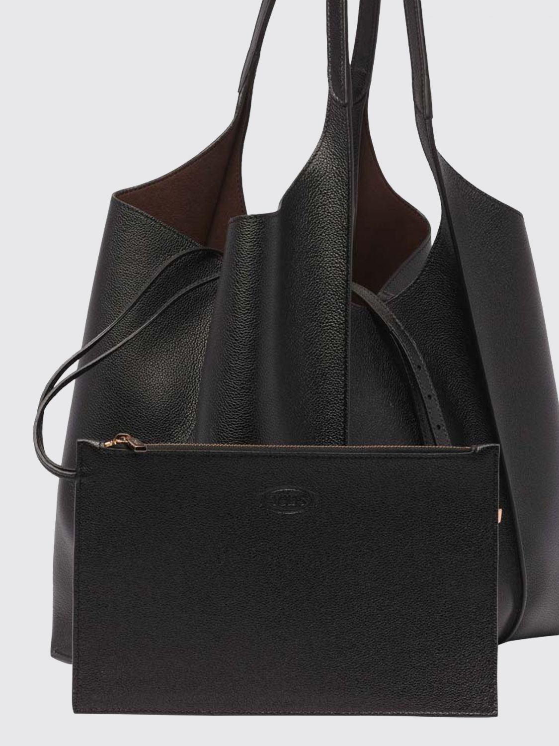 t timeless grained calfskin shopping bag with logo