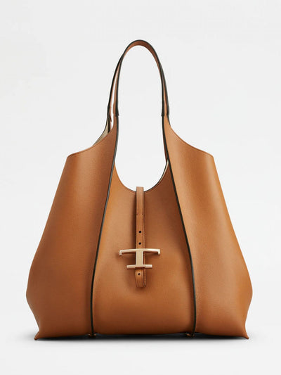 t timeless grained calfskin shopping bag with logo