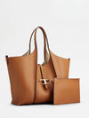 t timeless grained calfskin shopping bag with logo