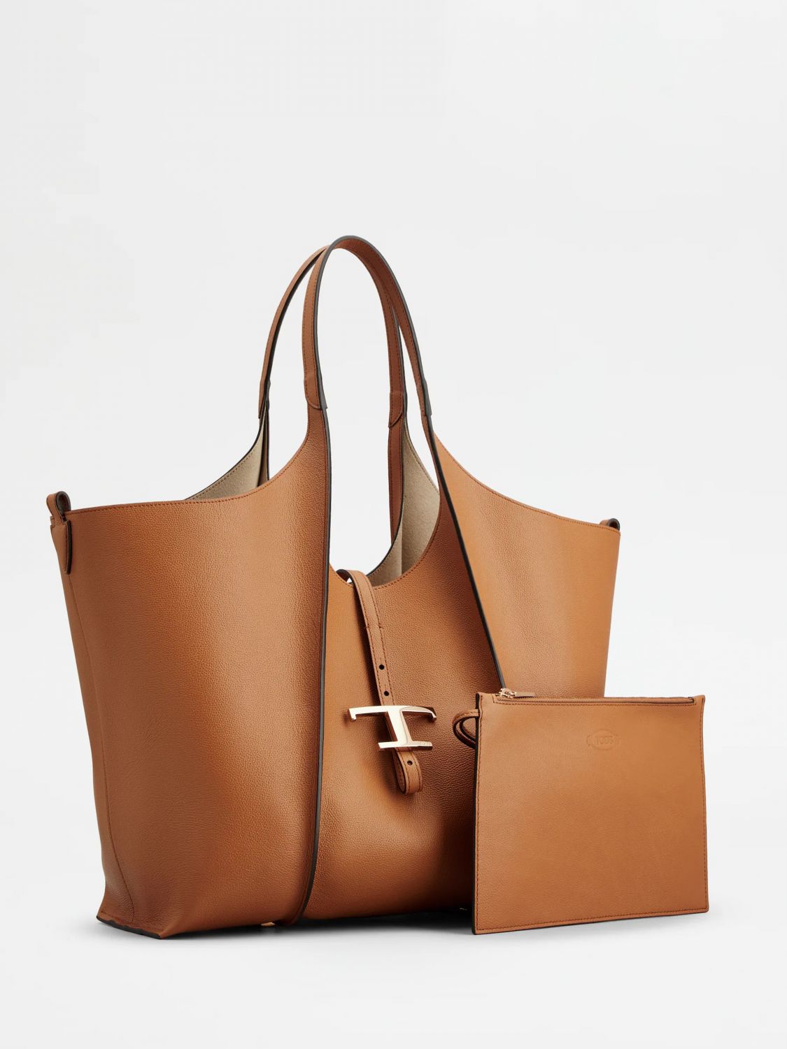 t timeless grained calfskin shopping bag with logo