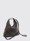 t timeless suede calf leather shoulder bag with metallic logo