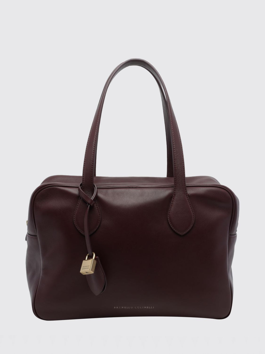 BRUNELLO CUCINELLI OS calfskin shoulder bag with double handle and padlock