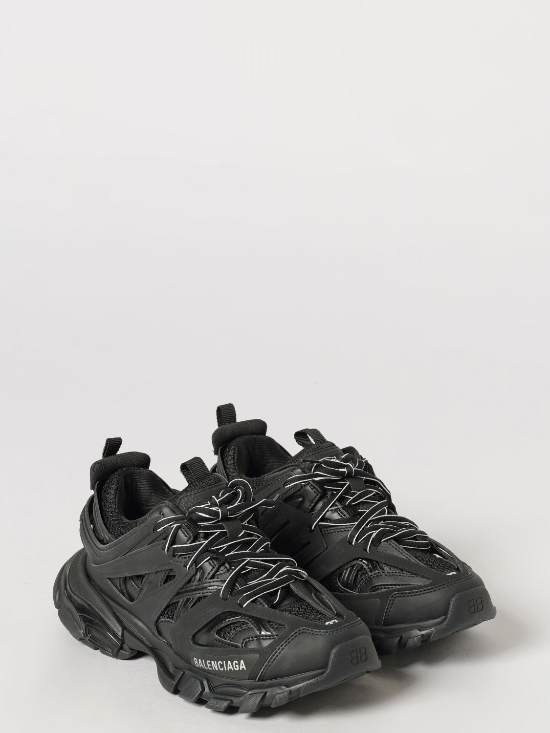 track low-top sneakers in mesh and polyurethane with oversized sole
