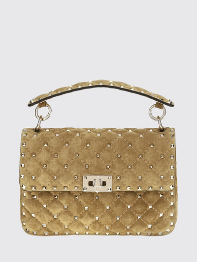 rockstud leather handbag with studs and chain strap