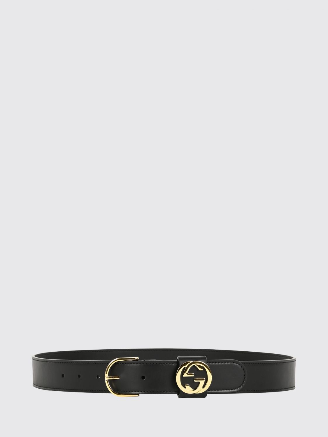 smooth calfskin leather belt with metal gg monogram buckle
