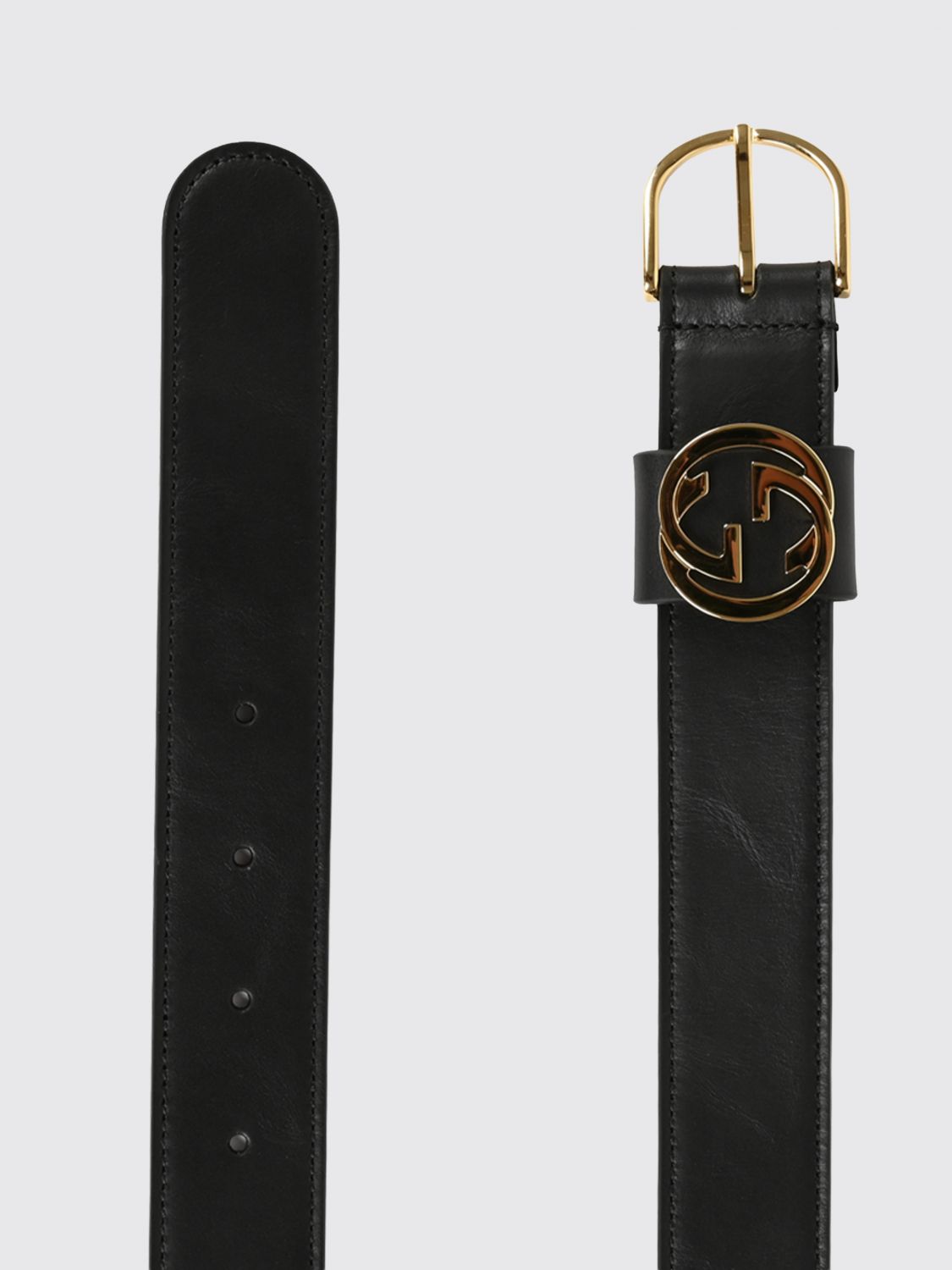 smooth calfskin leather belt with metal gg monogram buckle