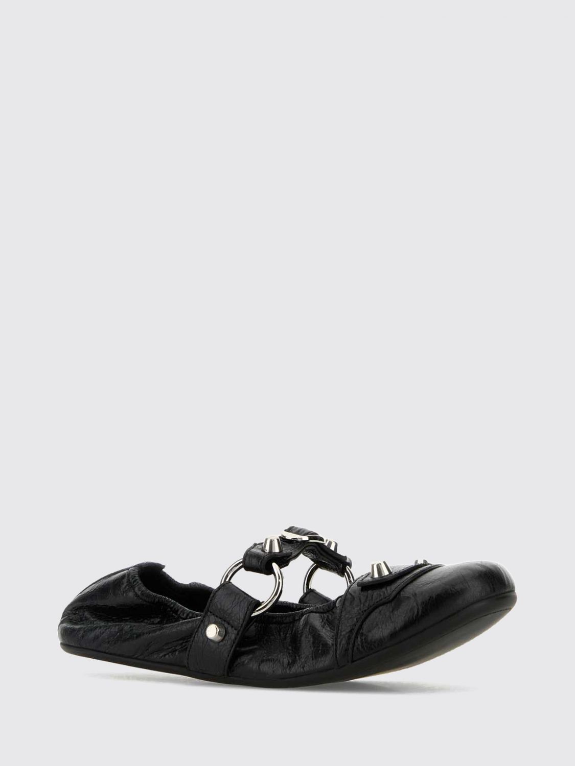 city round-toe ballet flats in studded arena lambskin