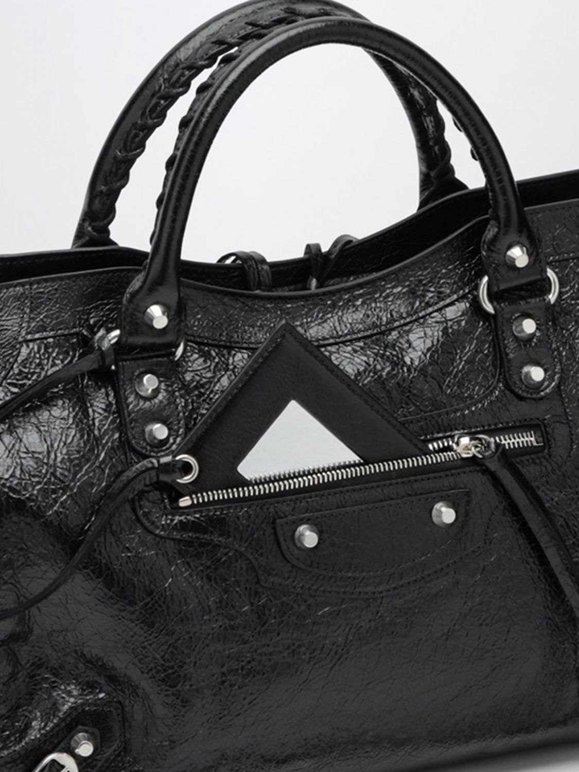 medium le city handbag in arena lambskin with studs