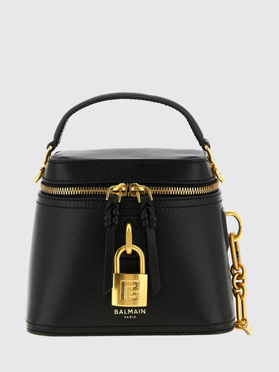 mini calfskin leather handbag with embroidered pb monogram