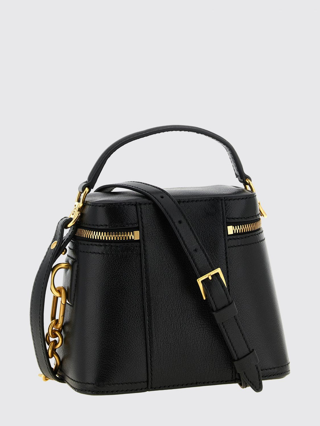 BALMAIN OS mini calfskin leather handbag with embroidered pb monogram