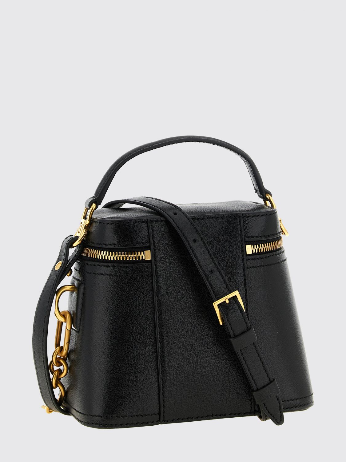 mini calfskin leather handbag with embroidered pb monogram