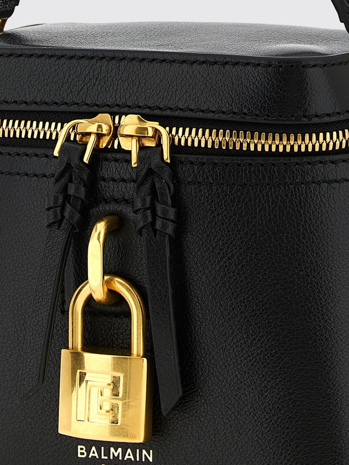 mini calfskin leather handbag with embroidered pb monogram