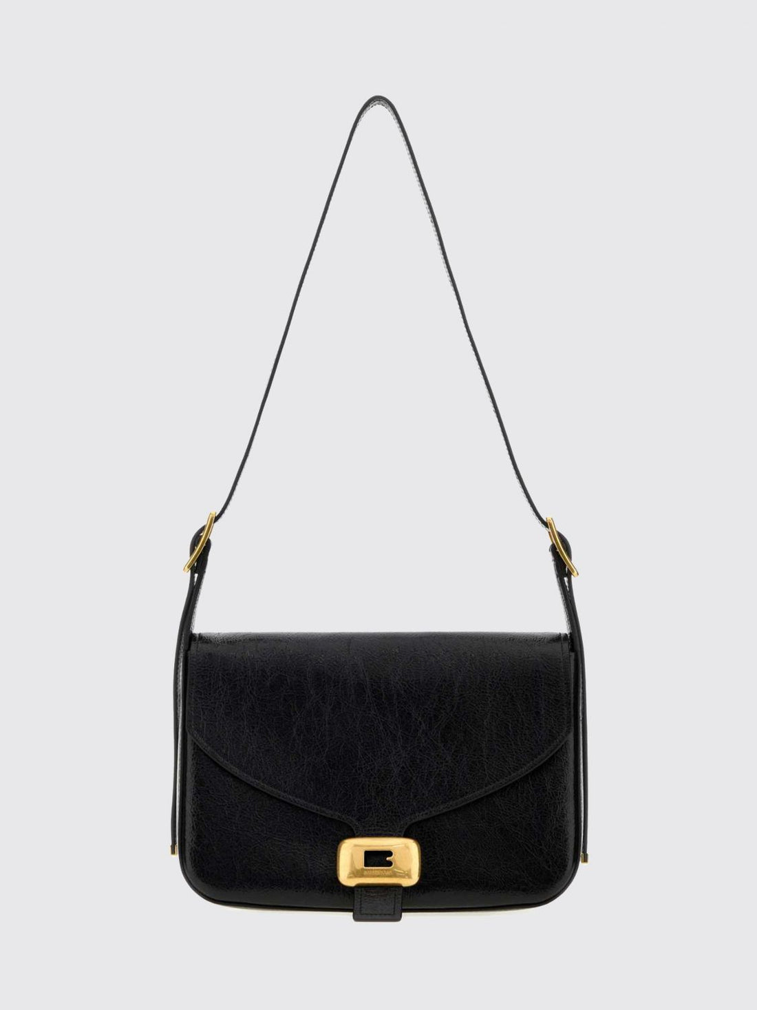 BALENCIAGA OS arena lambskin shoulder bag with flap and adjustable handle