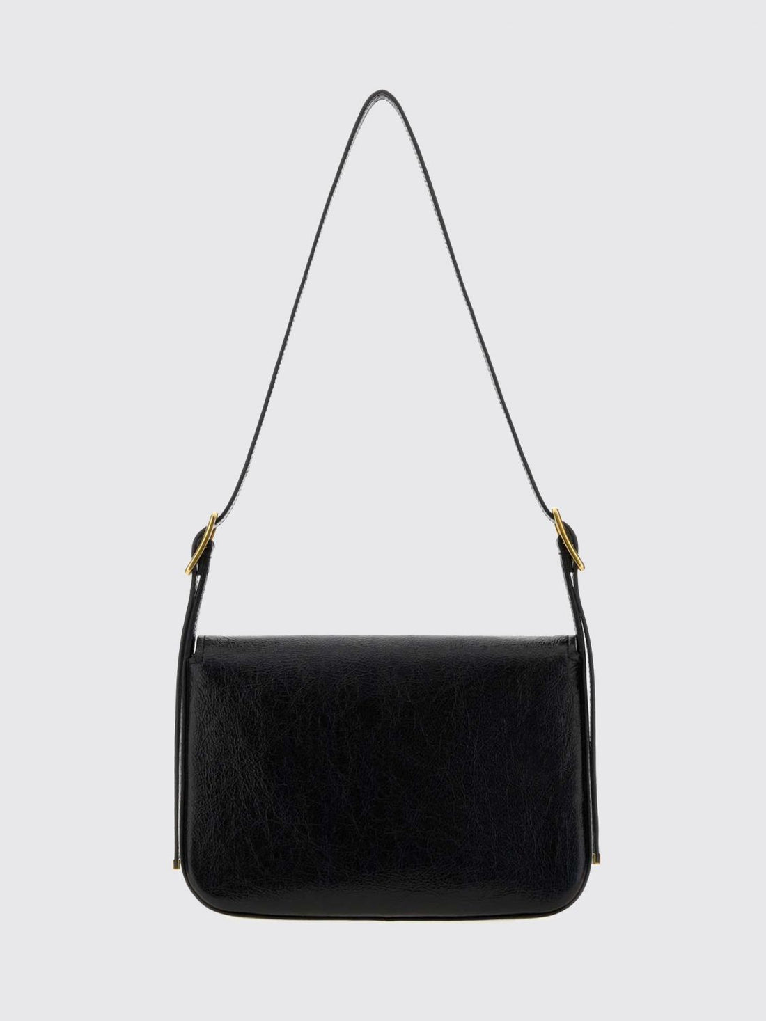 BALENCIAGA OS arena lambskin shoulder bag with flap and adjustable handle