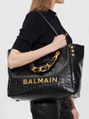 1945 soft calfskin leather shoulder bag with lettering logo and four handles