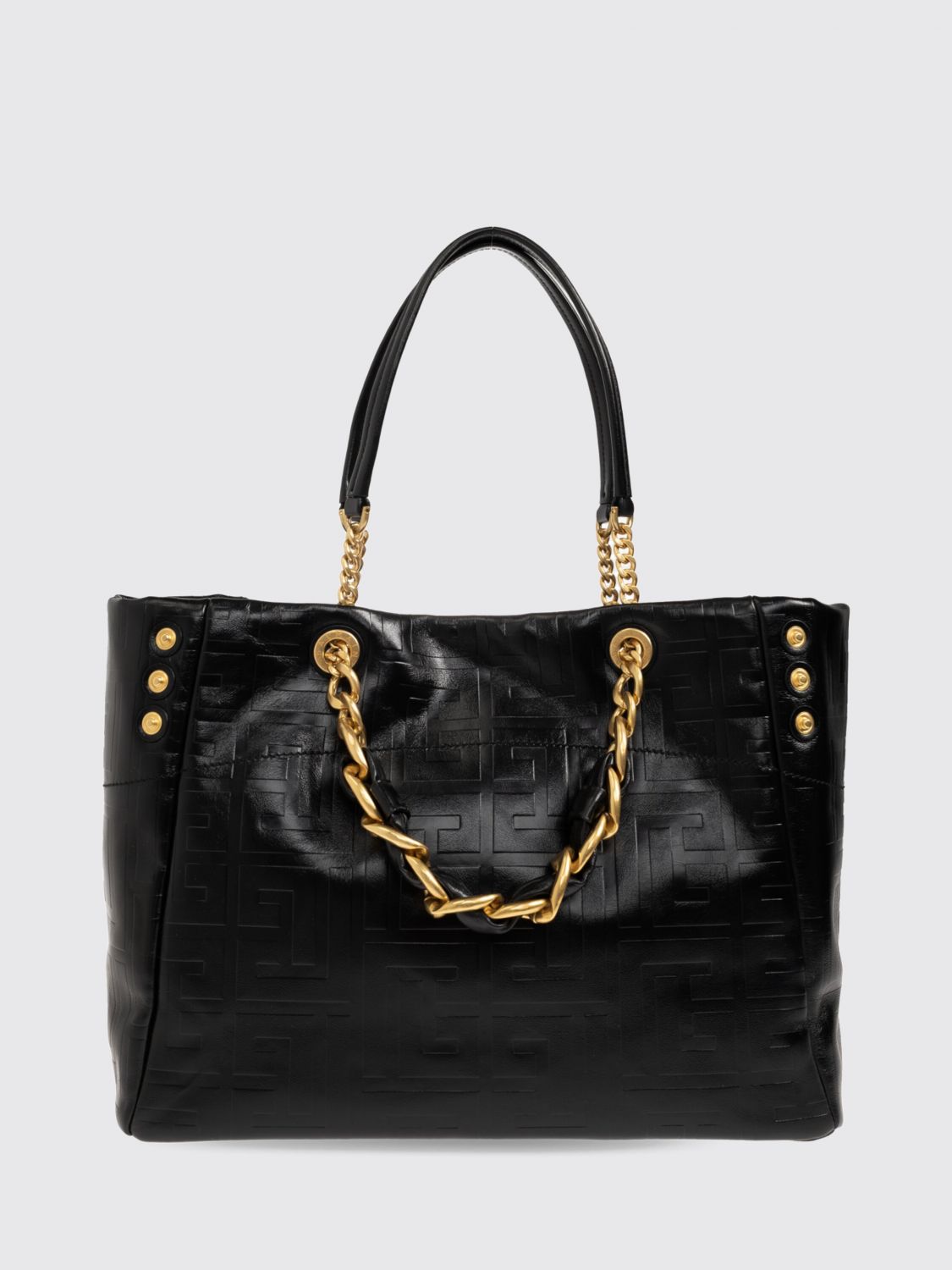 1945 soft calfskin leather shoulder bag with lettering logo and four handles