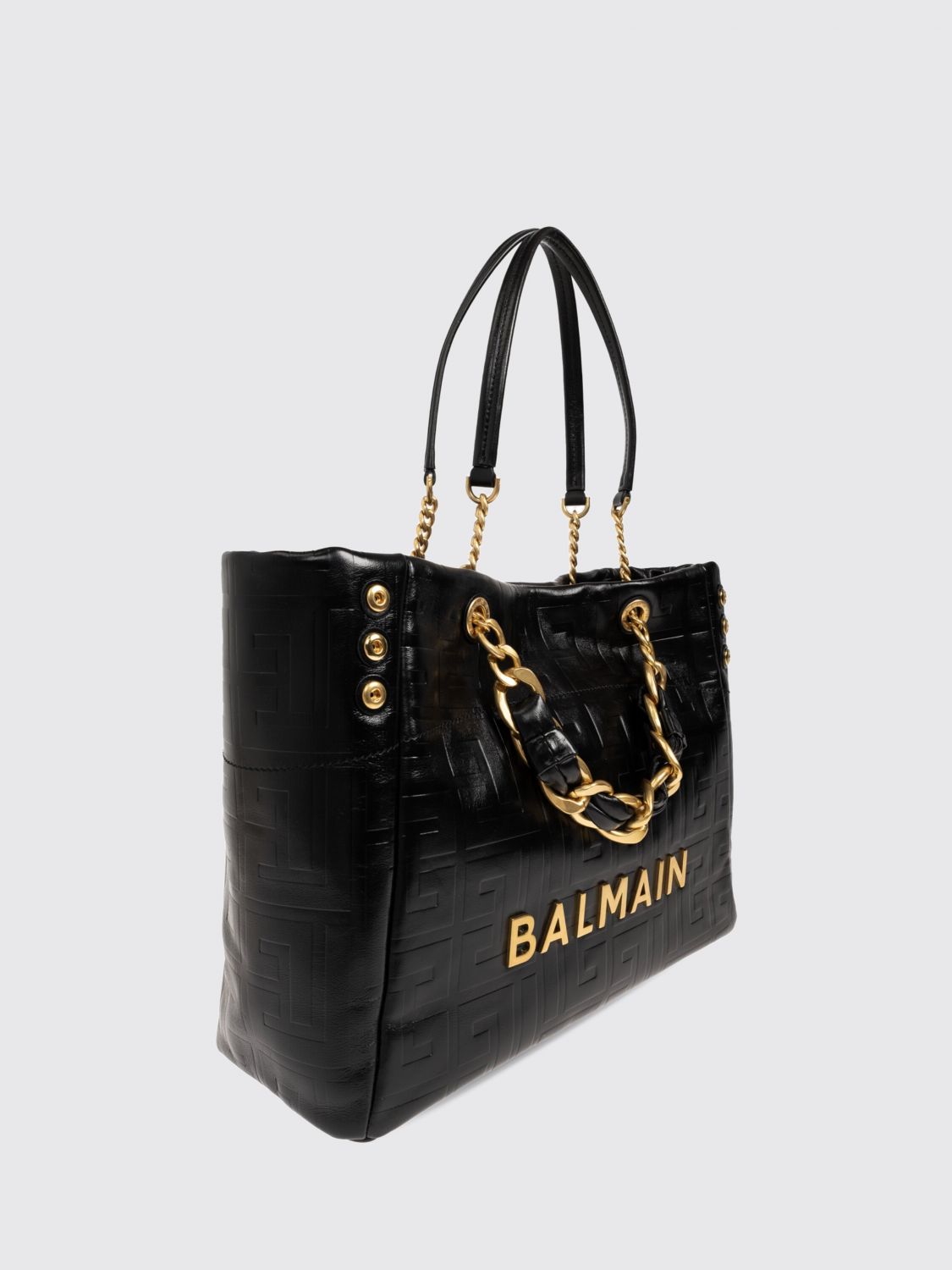 1945 soft calfskin leather shoulder bag with lettering logo and four handles