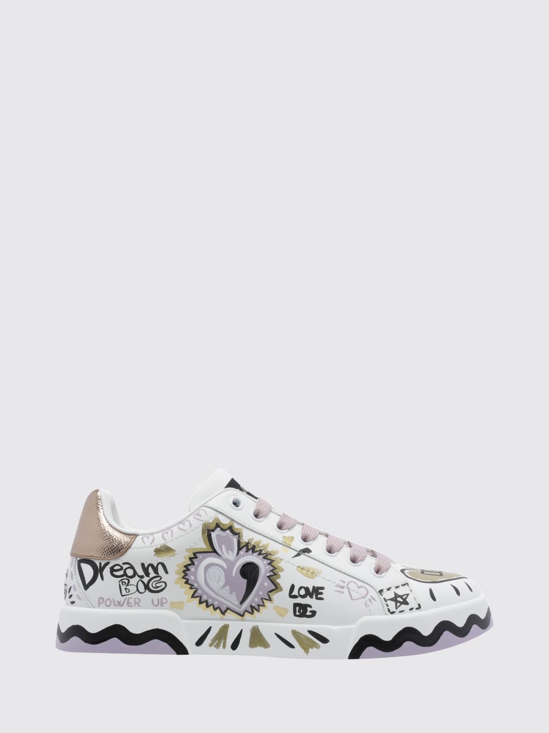 portofino calf leather sneakers with graphic and slogan print