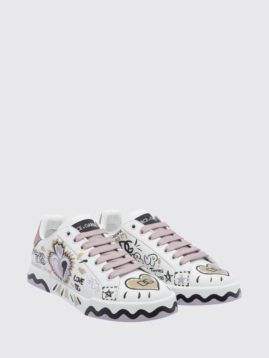 portofino calf leather sneakers with graphic and slogan print