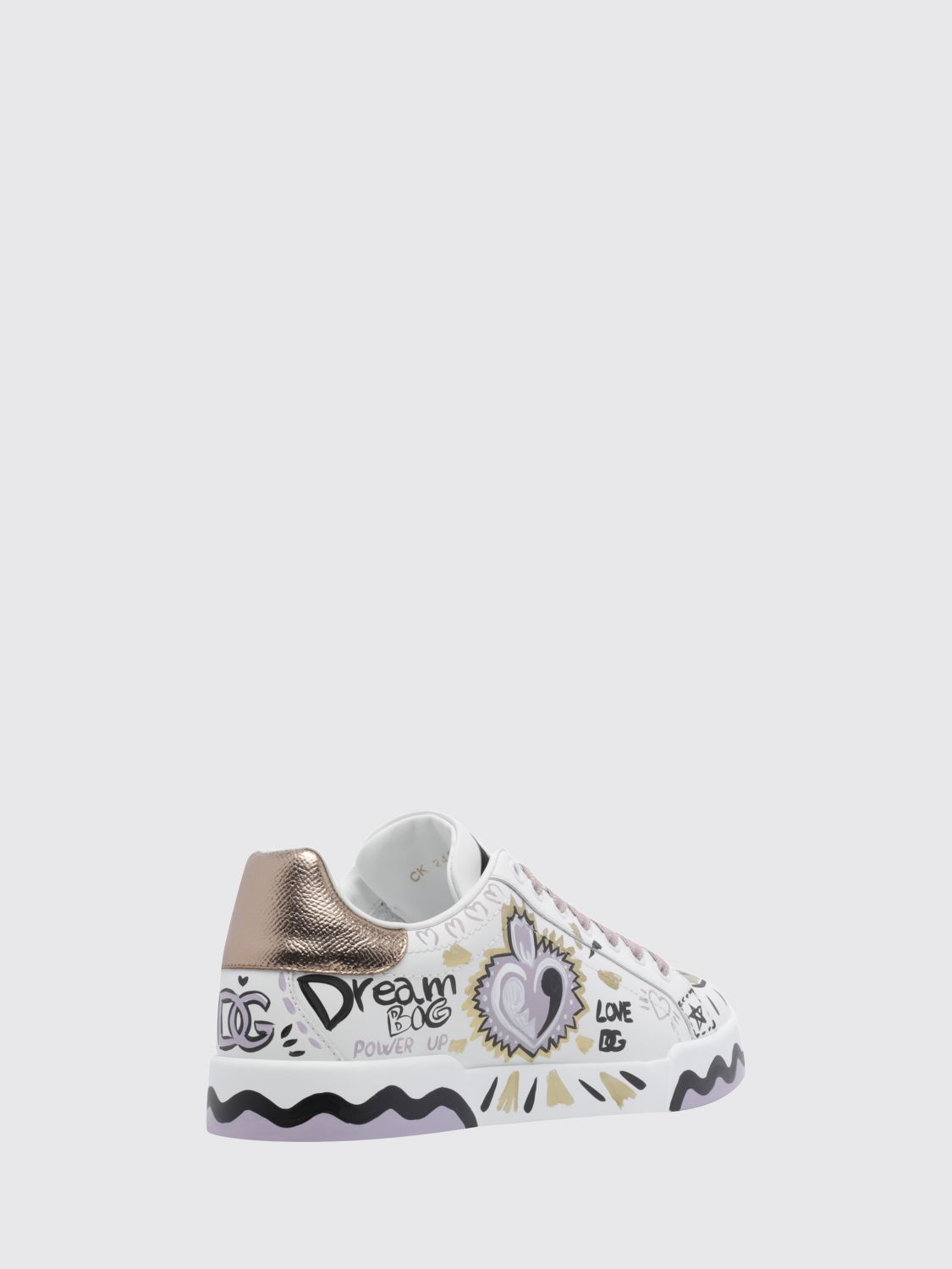 portofino calf leather sneakers with graphic and slogan print